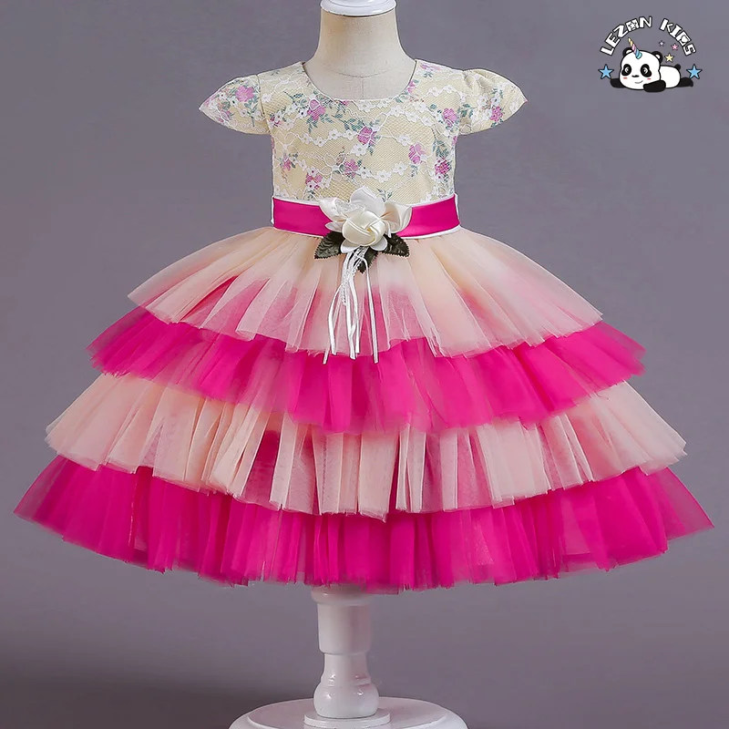 LEZONKIDS - Customizable Wholesale Children's Dress Baby's Birthday Party Performance Dress Cake Dress Foreign Trade Spot